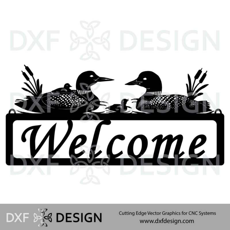 Loons DXF File, Silhouette Vector Art for CNC Cutting