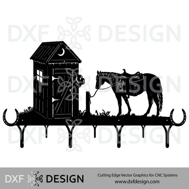 Horse and Outhouse DXF File, Silhouette Vector Art for CNC Cutting