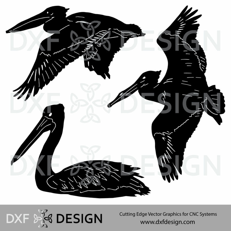 Pelicans DXF File, Silhouette Vector Art for CNC Cutting